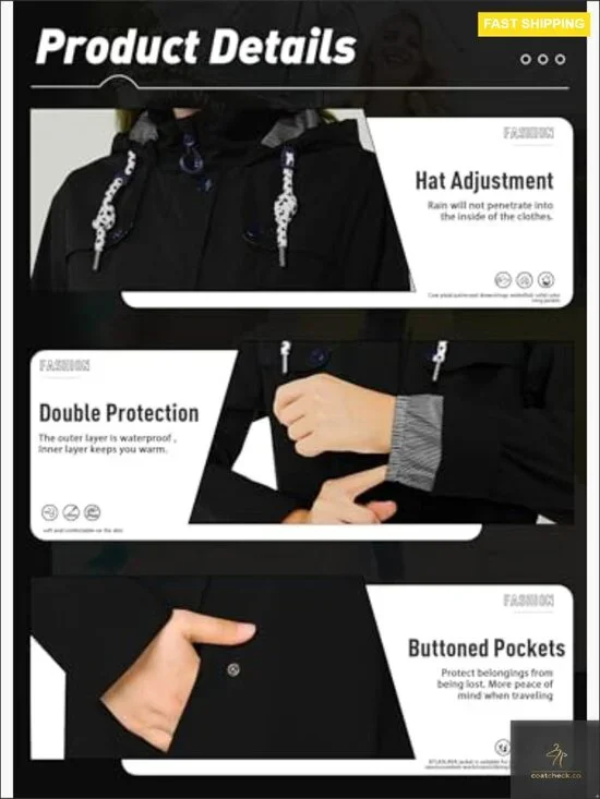 Lightweight Waterproof Trench Coat Hooded Windbreaker Rain Jacket Women - Picture 5 of 7